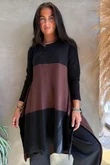 Agata Longline Split Side Knit Chocolate